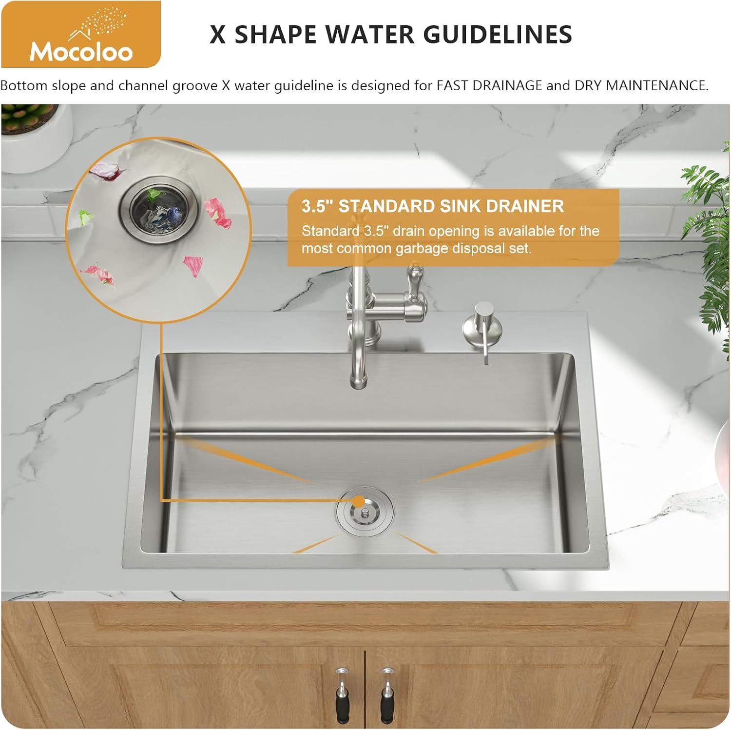 Mocoloo 13 Inch Drop in Bar Sink - 13" x 15" Small Kitchen Sink T304 Stainless Steel Handmade Single Bowl Round Corner Topmount Wet Bar Sink for