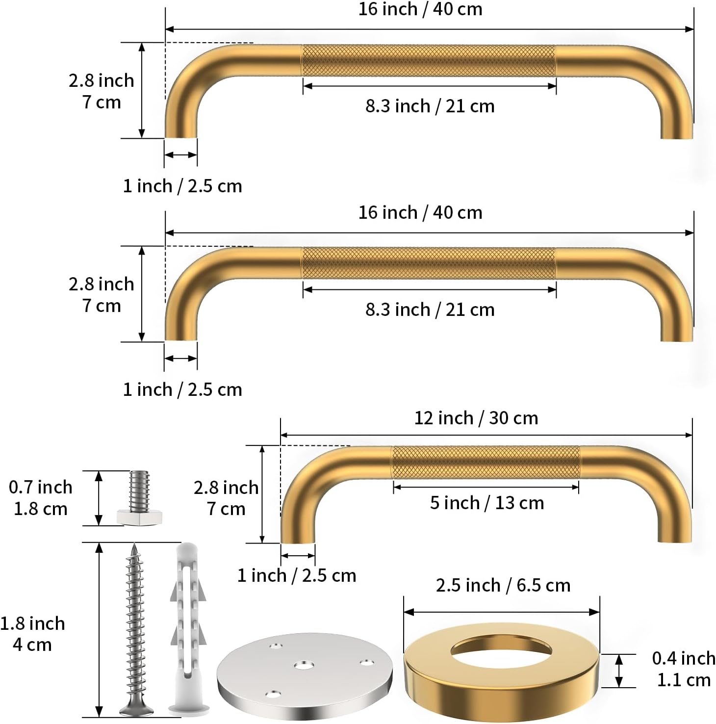Munzong 3 Pack Commercial Handicap Grab Bars 18" 36" 42" Brushed Nickel | Bathroom Grab Bar for Shower 1.25" Diameter Anti Slip Bathroom Balance Bar Safety Hand Rail for Elderly Injury Senior