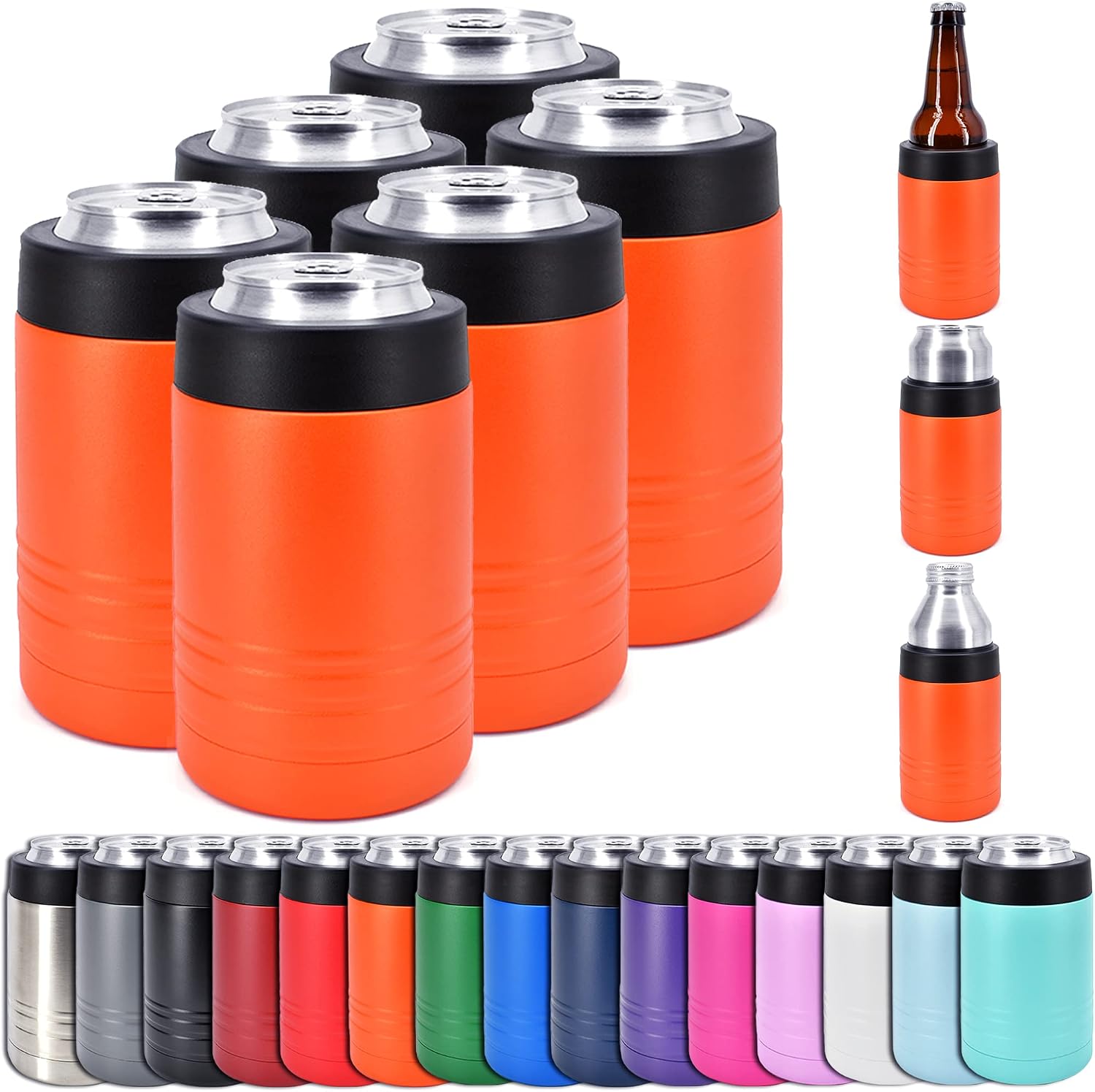 Clear Water Home Goods 12 oz 4-in-1 Stainless Steel Can Cooler (6-Pack)