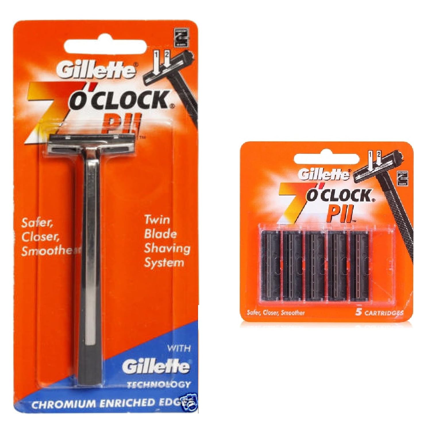 7 O'Clock PII Trac II Razor + cartridge with 5 pcs