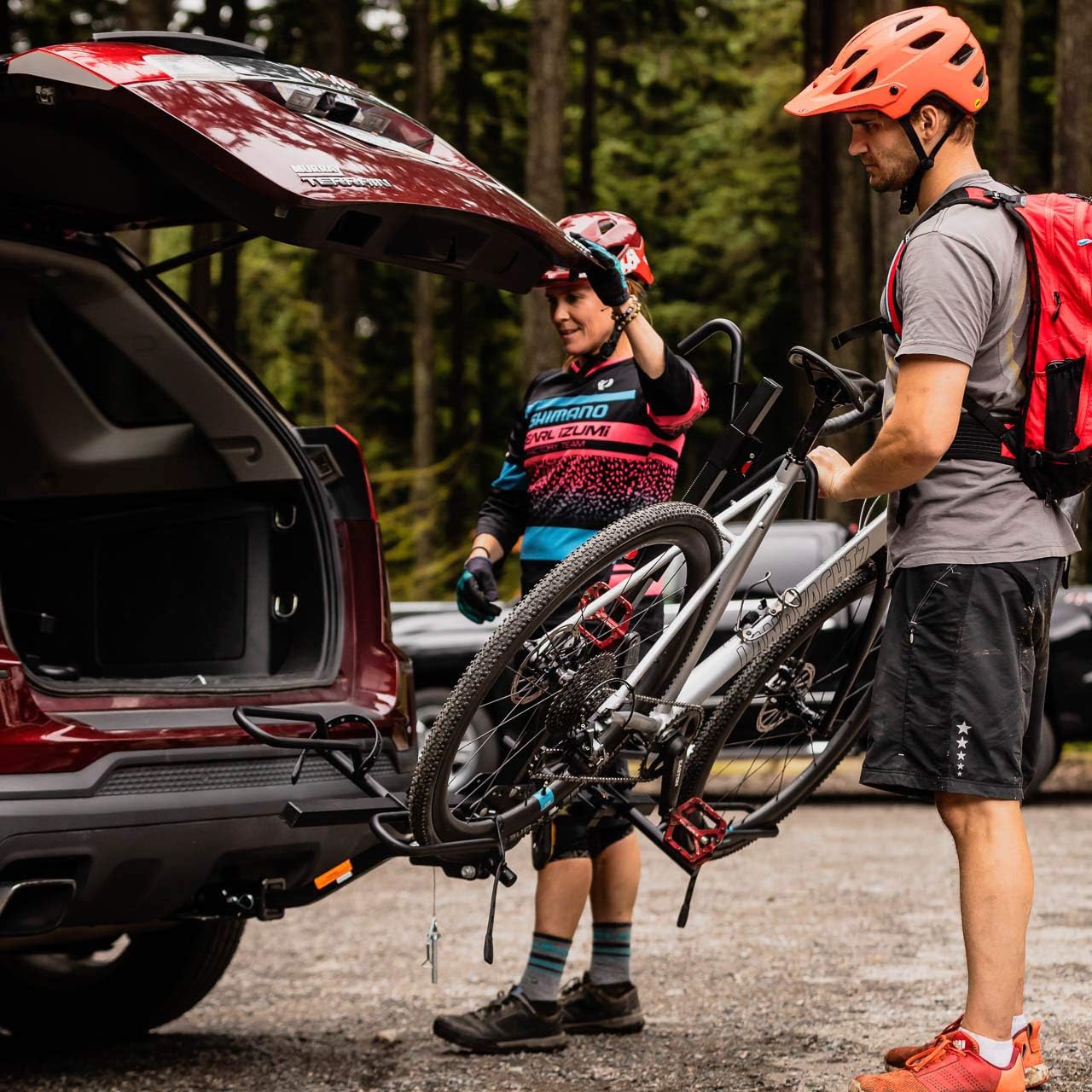 Swagman XTC2 Hitch Mount Bike Rack – Platform Carrier for 2 Bikes, Ratcheting Hook System, Compact Clam-Shell Folding Design | Platform Carrier for 2 Bikes, Ratcheting Hook System, Compact Clam-Shell Folding Design, 1-1/4" or 2" Hitch Receiver