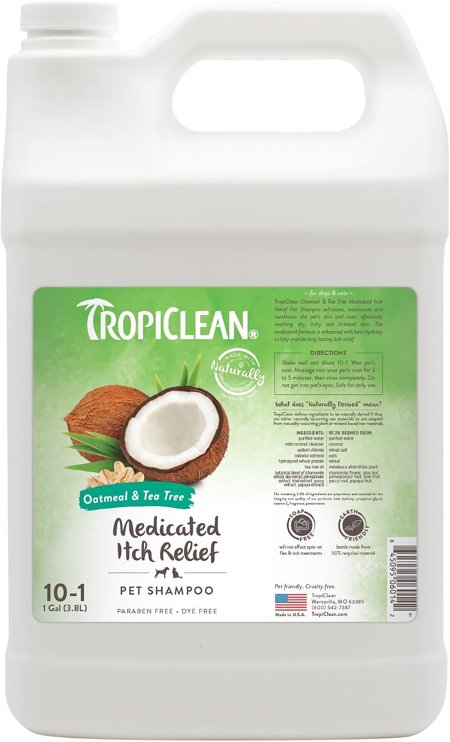 TropiClean Deodorizing Dog Shampoo for Smelly Pets, Professional Dog Shampoo, Long Lasting Odor Control, Puppy Safe, USA Made, Berry Scent, 1 Gal
