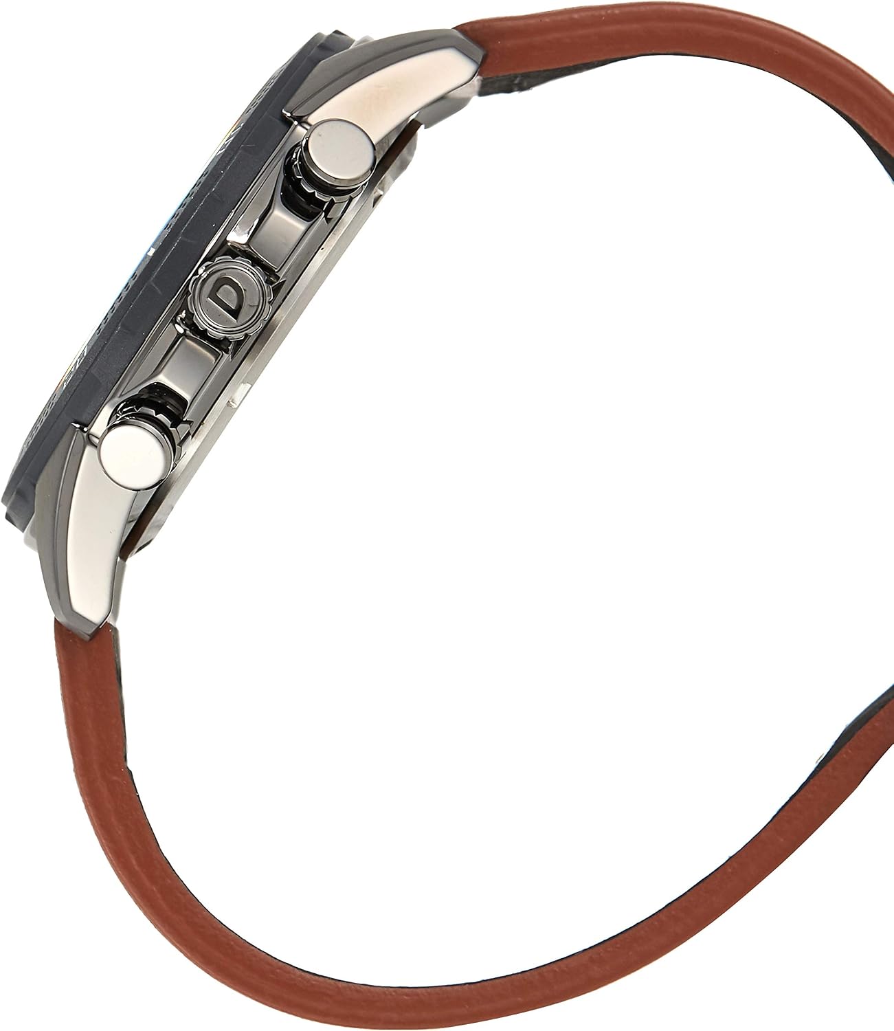 Citizen Men's Eco-Drive Weekender Chronograph Watch in Black IP Stainless Steel with Brown Leather Strap, Black Dial (Model: AT2447-01E)