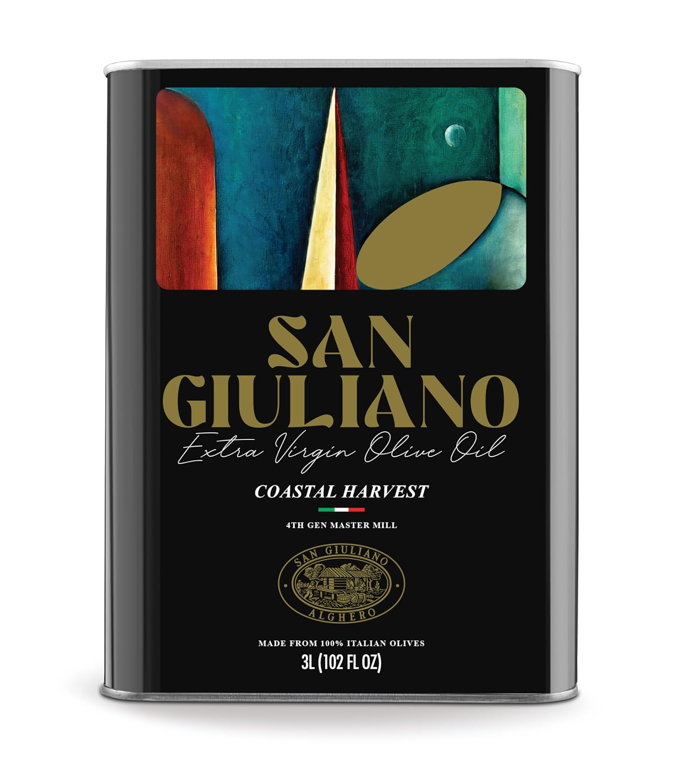 Polyphenol Rich Extra Virgin Olive Oil by San Giuliano, Pure 100% Italian EVOO from Italy, Cold Pressed for Everyday Cooking, Non-GMO Certified, Sustainably Farmed, 750 ML Bottle