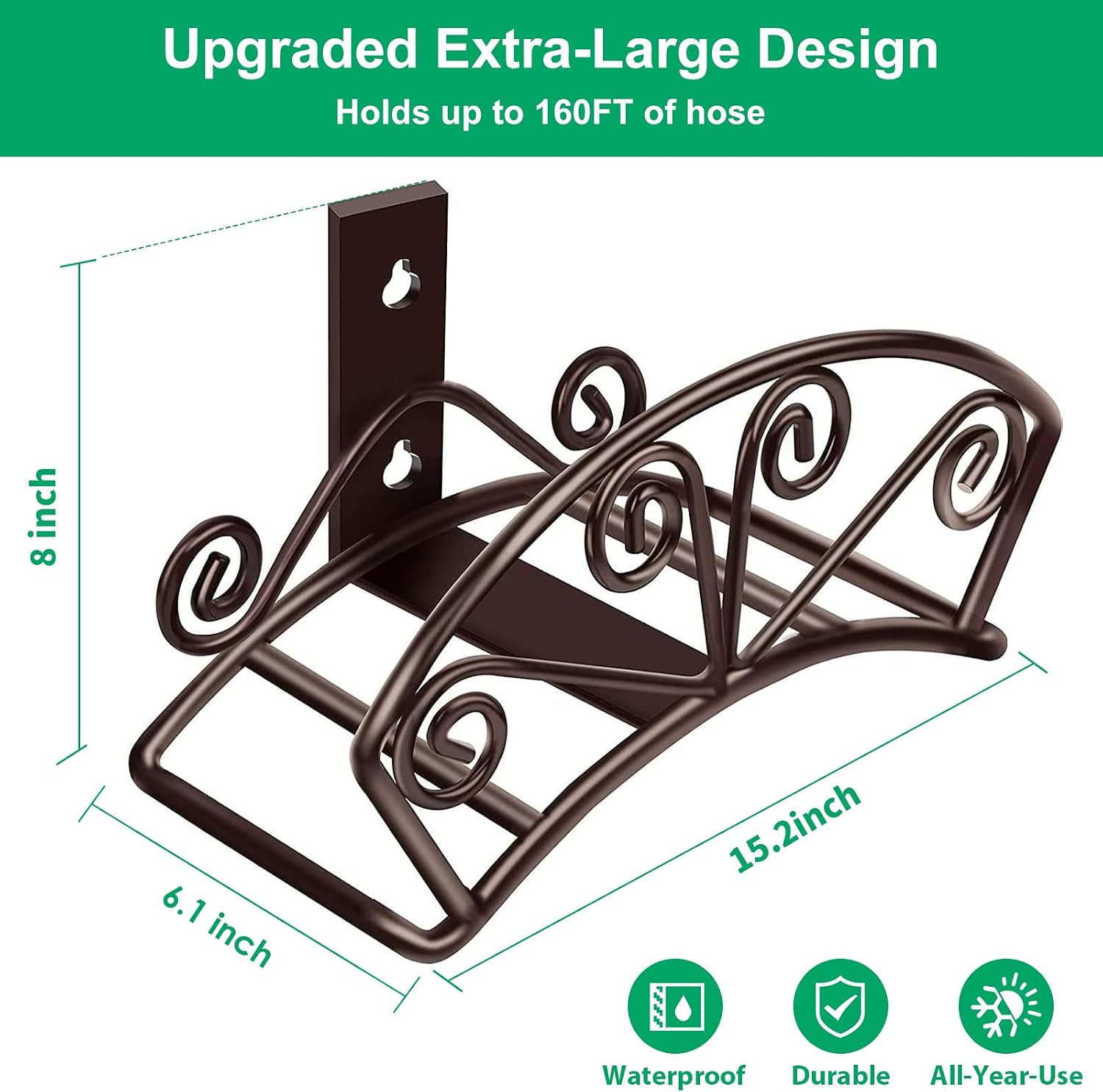 TomCare Garden Hose Holder, Heavy Duty 150 ft Capacity Hose Hanger