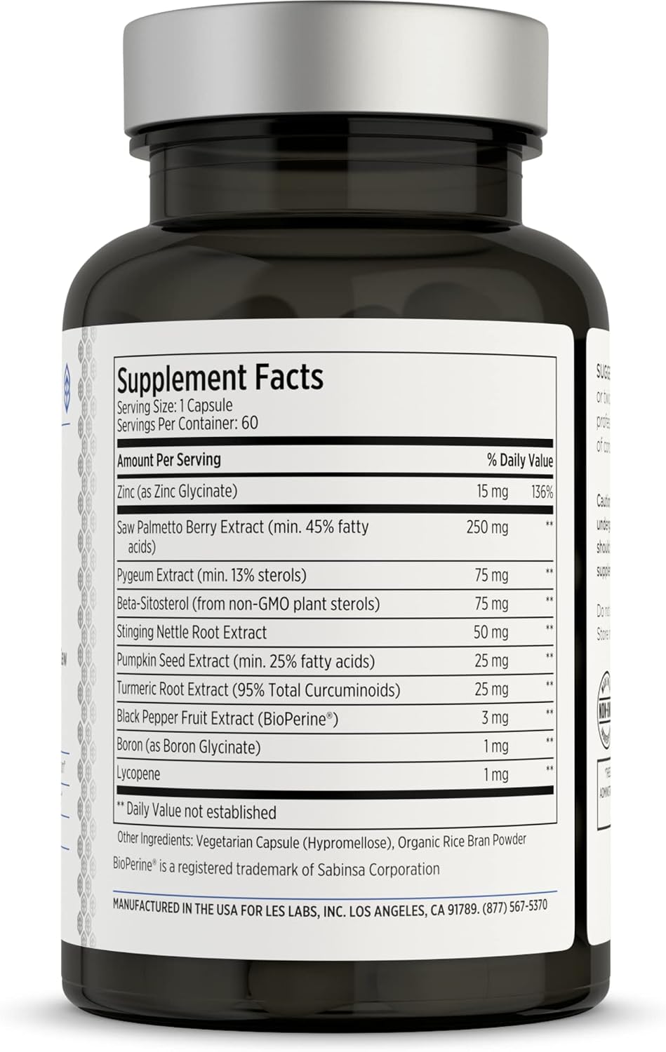 LES Labs Prostate Health – Prostate Support, Urinary Tract Health, Fewer Bathroom Visits & Improved Sleep – Saw Palmetto, Pygeum