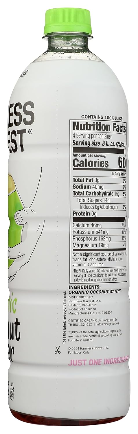 Harmless Harvest Organic Coconut Water, 32 Oz Bottle