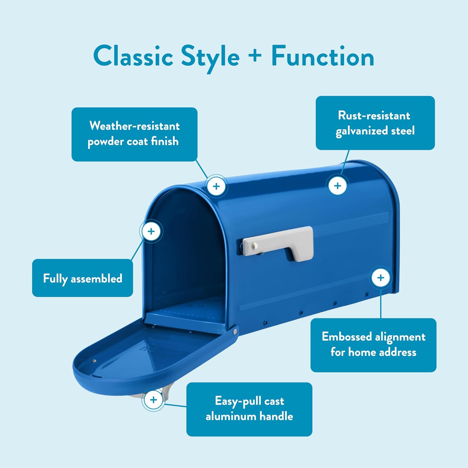 Architectural Mailboxes Chadwick Galvanized Steel Post Mount Mailbox, 8950B-10, Black, Medium Capacity | Galvanized steel build for outside with weather-resistant build and rust-resistant powder-coat finish. USPS approved.
