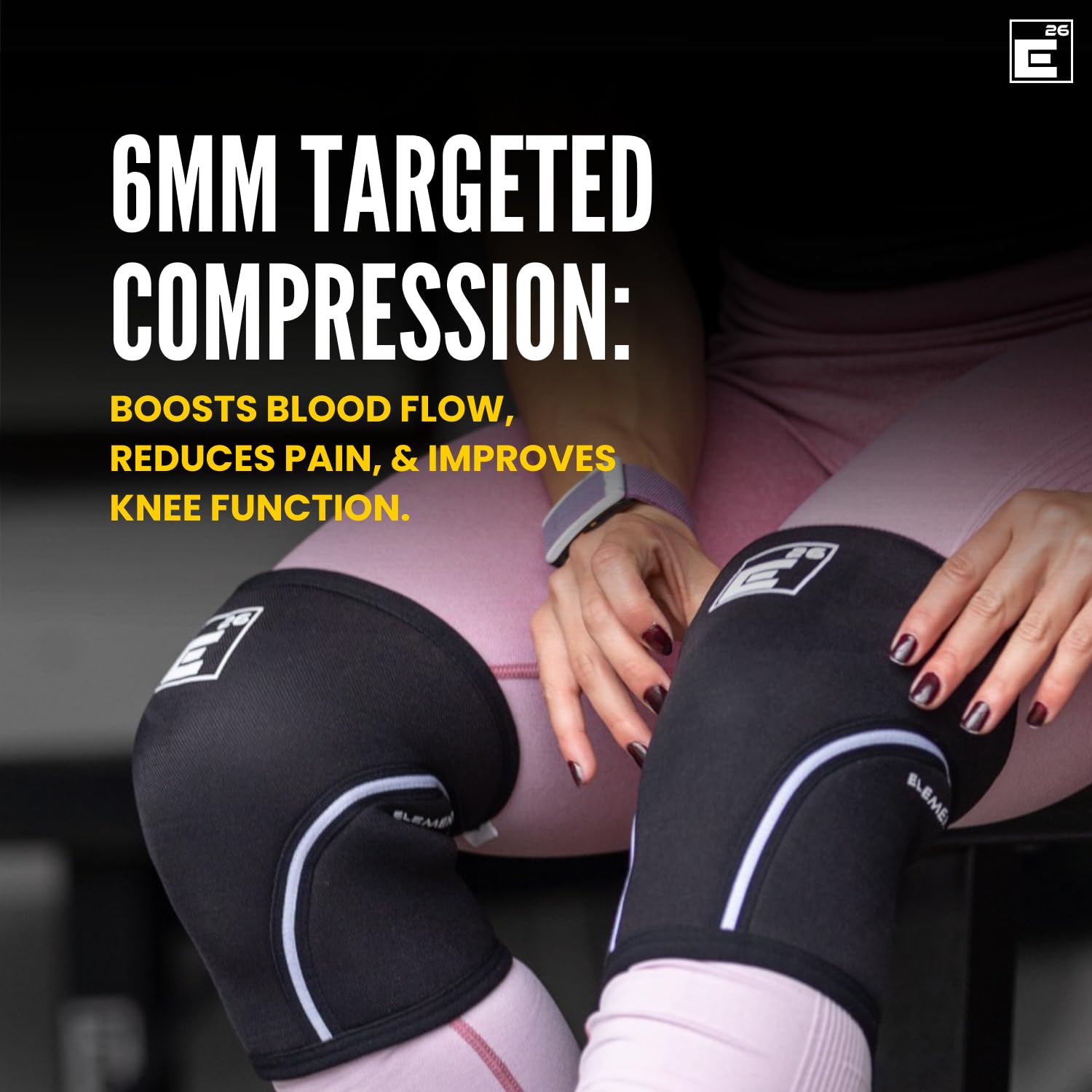 Element 26 Knee Sleeves for Weight Lifting with Gym Bag (M, Black) | 6mm Neoprene Support for Powerlifting, CrossFitting, Squats, Deadlifts, 7mm Compression, Non-Slip, Men & Women, Sold As Pair
