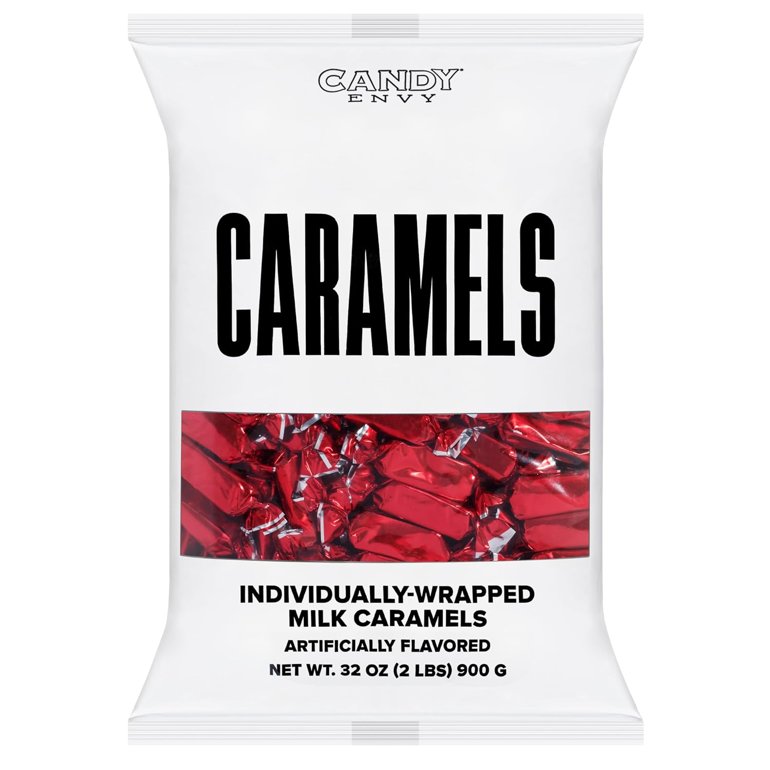 Candy Envy - Individually Wrapped Caramels - Red Wrapper - 2 Pound Bulk Red Candy