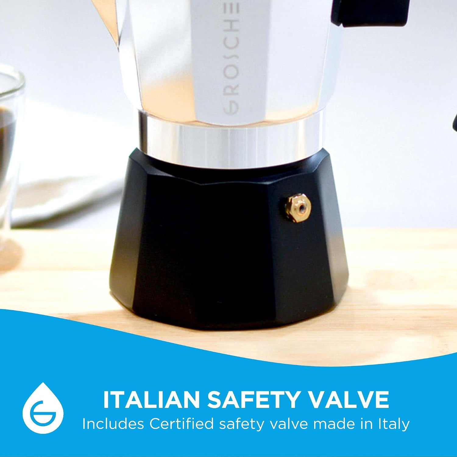 GROSCHE Milano Moka Pot | 9 Espresso Cup - 15.2 oz | Stovetop Espresso Percolator & Coffee Maker – Portable, Ideal for Home and Camping | Cuban Coffee Maker And Italian Moka Pot For Stovetop Espresso; For Gas, Electric, And Propane Stoves With A Soft-Tou…