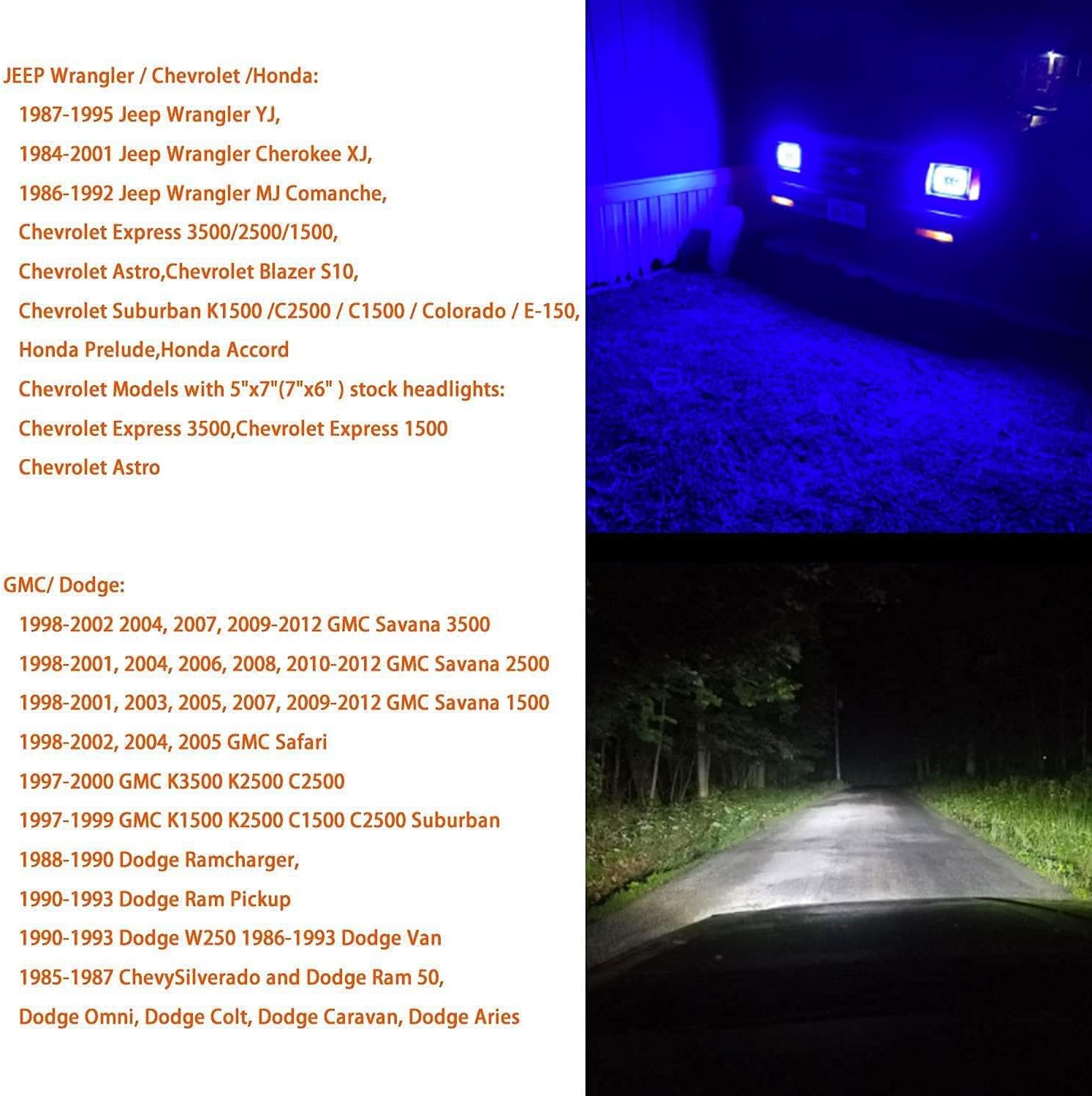 ROLINGER 2PCS Plug&Play Sealed Beam LED Light 7x6 5x7 with Blue Halo Ring | H6054 Auto Lights Off Road Compatible with Wrangler YJ XJ Cherokee E250