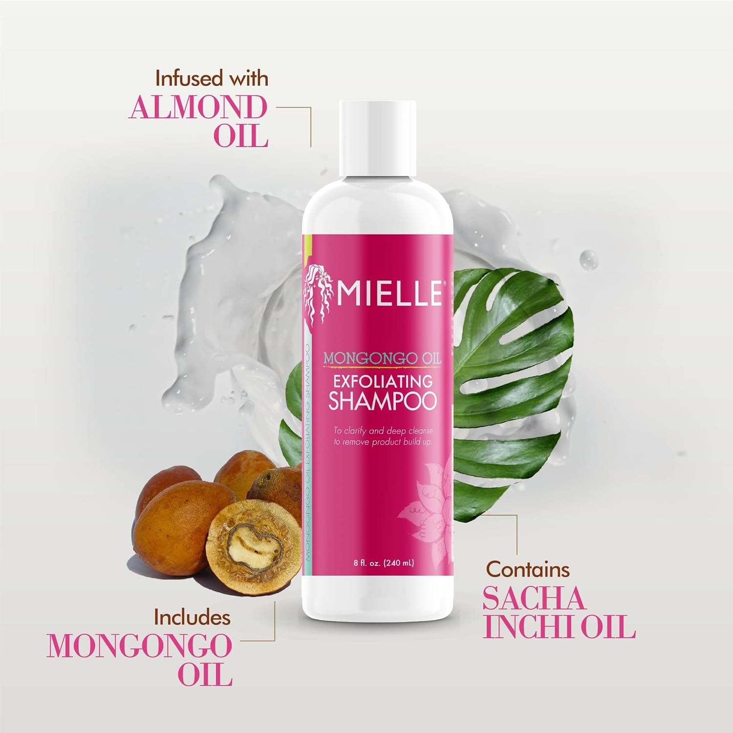 Mielle Organics Mongongo Oil Exfoliating Hair Shampoo - Sulfate-Free Shampoo & Scalp Exfoliator to Remove Dirt