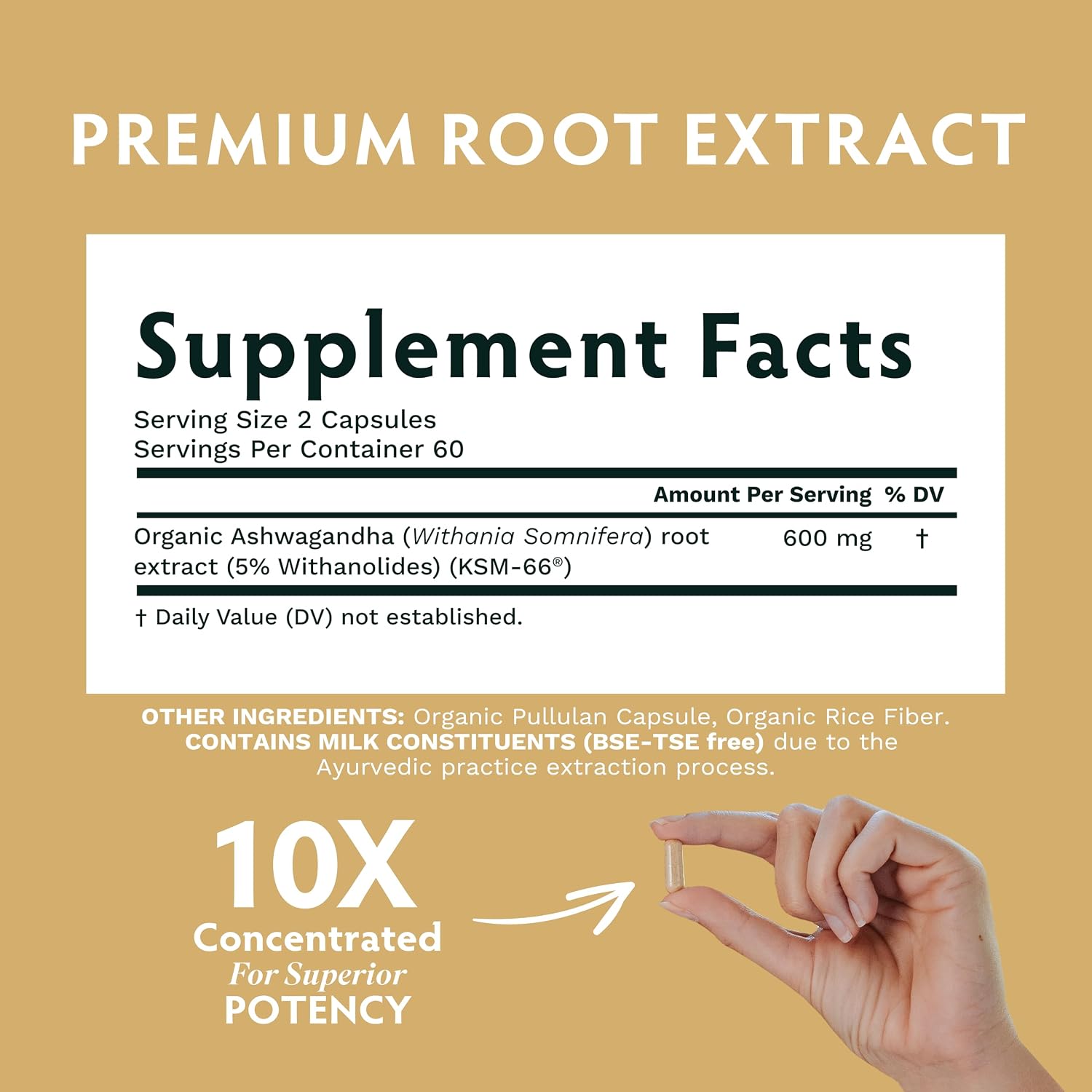 TRIBE ORGANICS Ashwagandha KSM 66 Pure Organic Root Powder Extract Ayurvedic Supplement - Focus, Mood Support, Increase Energy, Strength