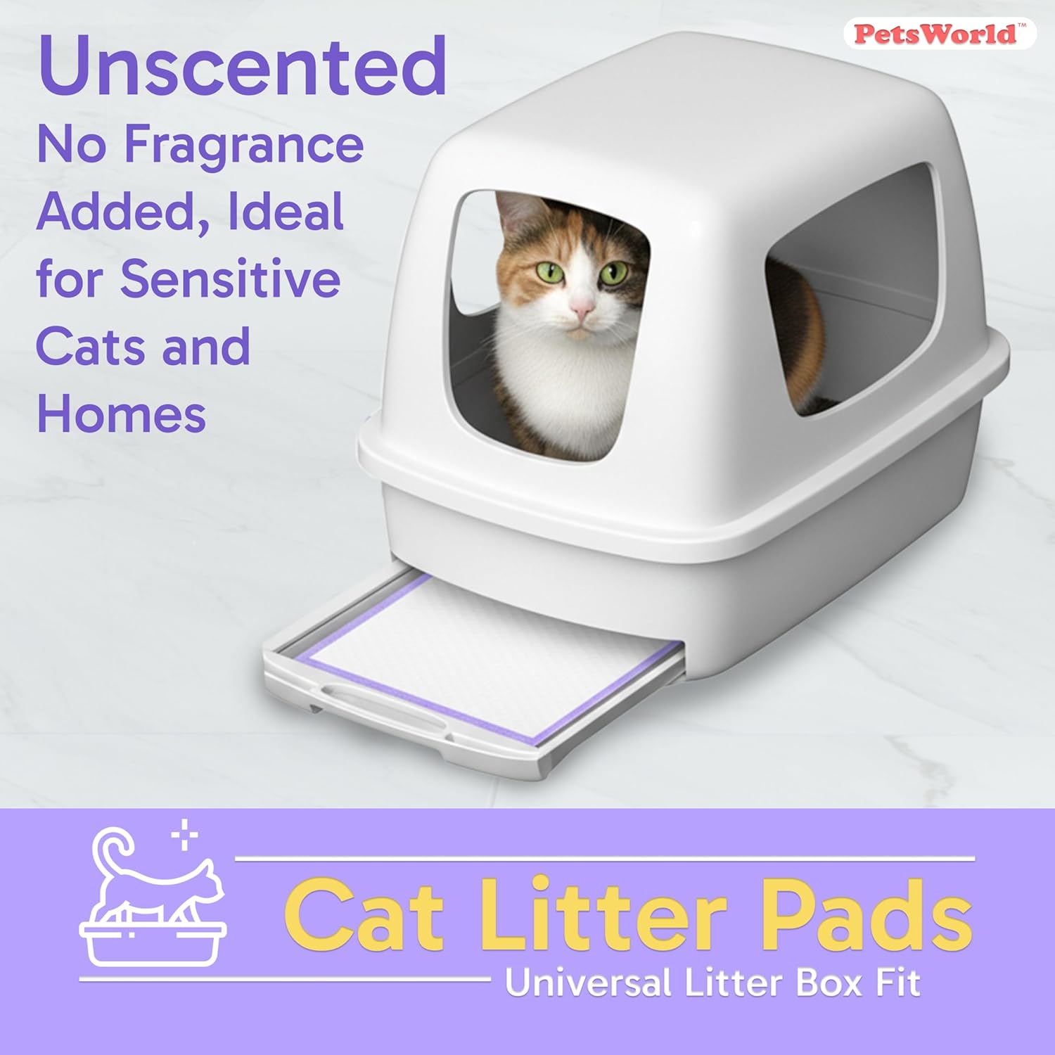 PetsWorld Universal Fit Cat Pad Refills for Litter Box, Fresh Scent, Odor Control, Pack of 200