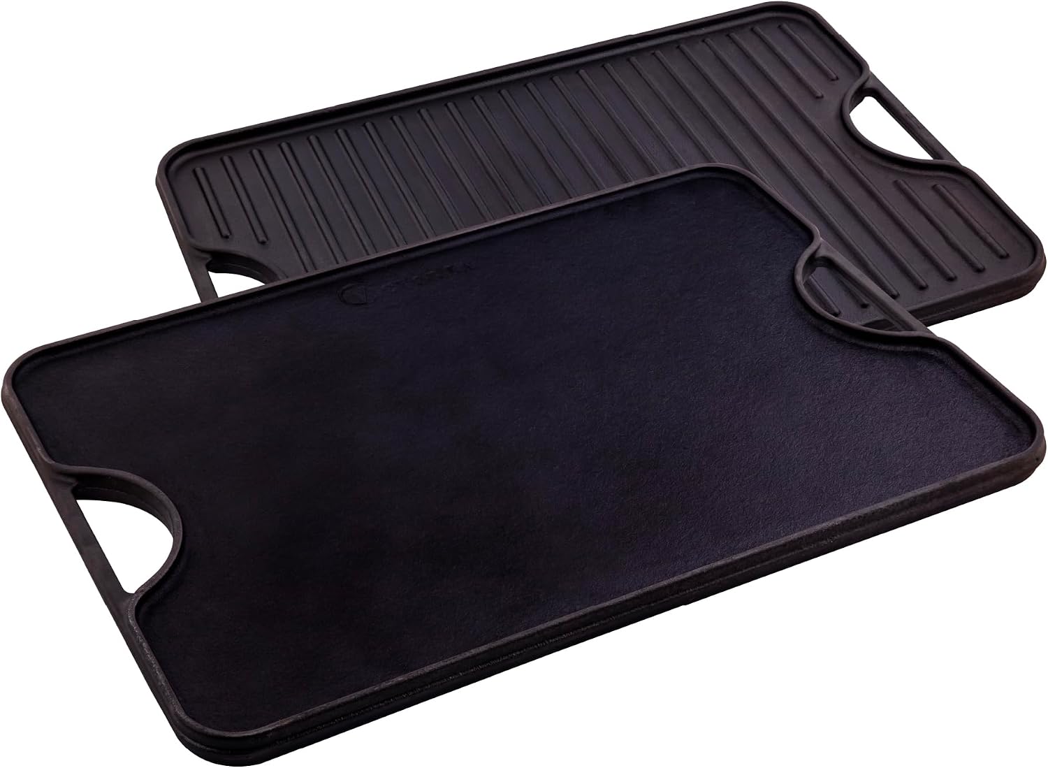 Victoria Rectangular Cast Iron Griddle. Double Burner Griddle, Reversible Grill, 13 x 8.5 Inch, Seasoned with 100% Kosher Certified Non-GMO Flaxseed Oil, Model: GDL-189