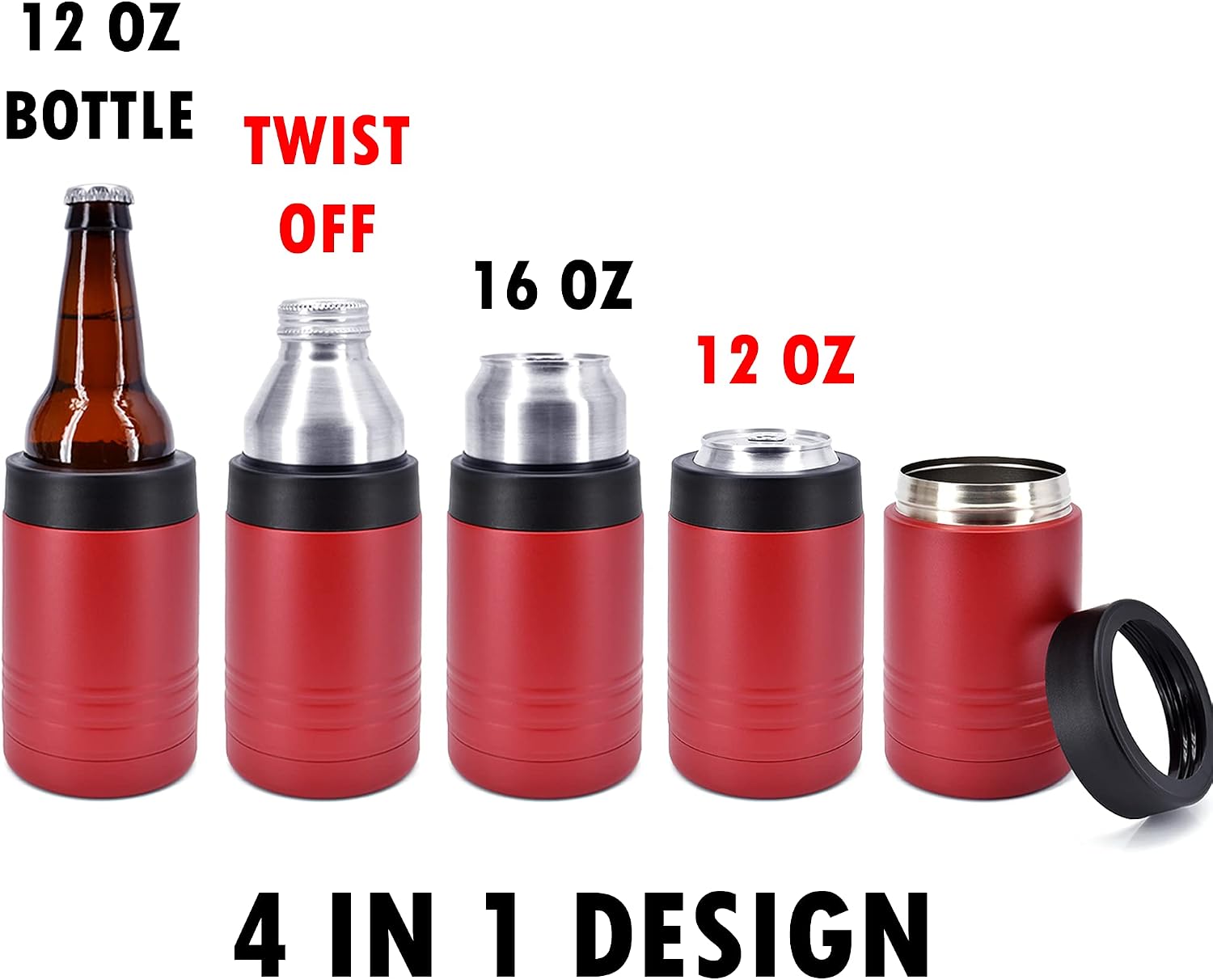 Clear Water Home Goods 12 oz 4-in-1 Stainless Steel Can Cooler (6-Pack)