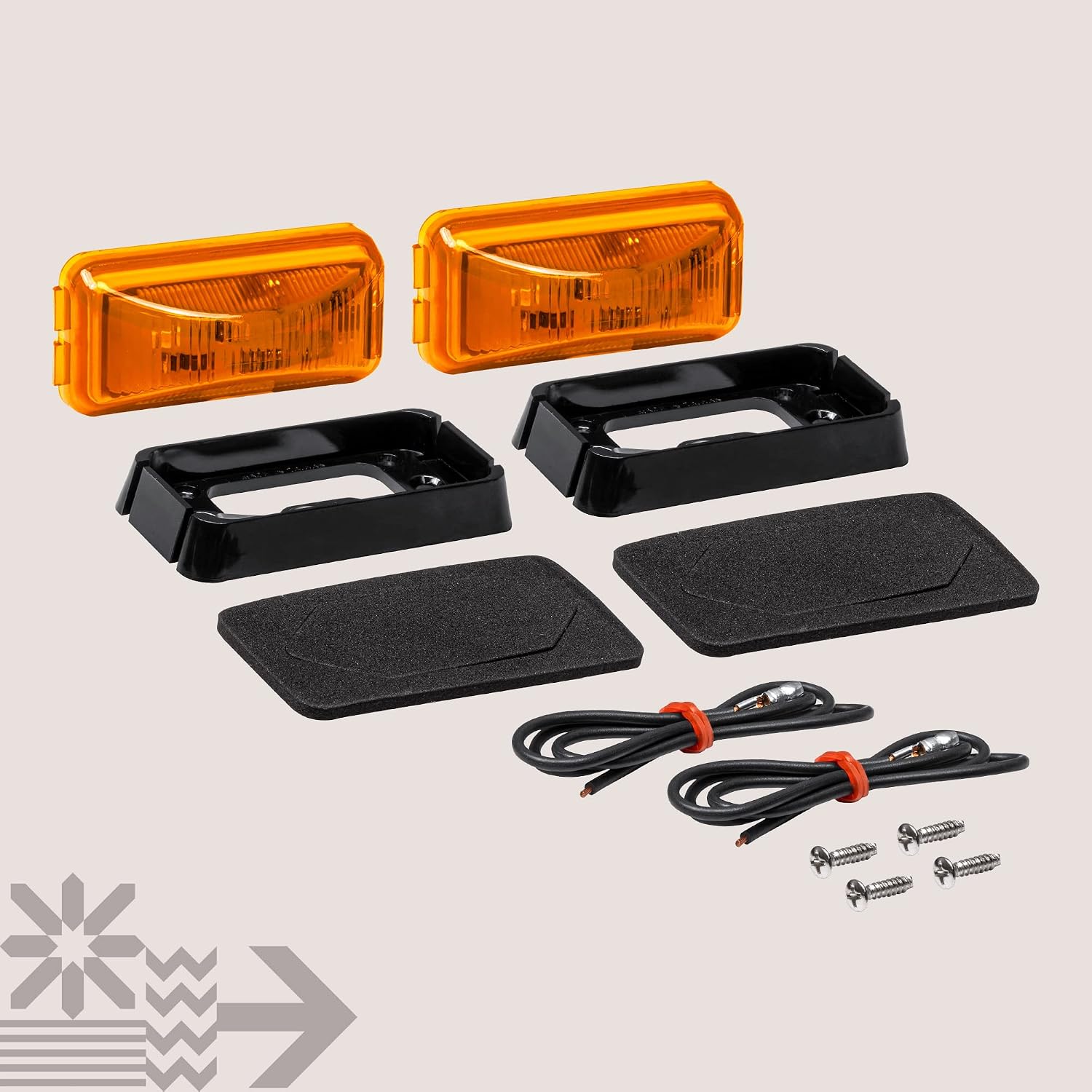 TRUE MODS 2pc 2.5" Amber Rectangle LED Trailer Marker Lights for Truck RV