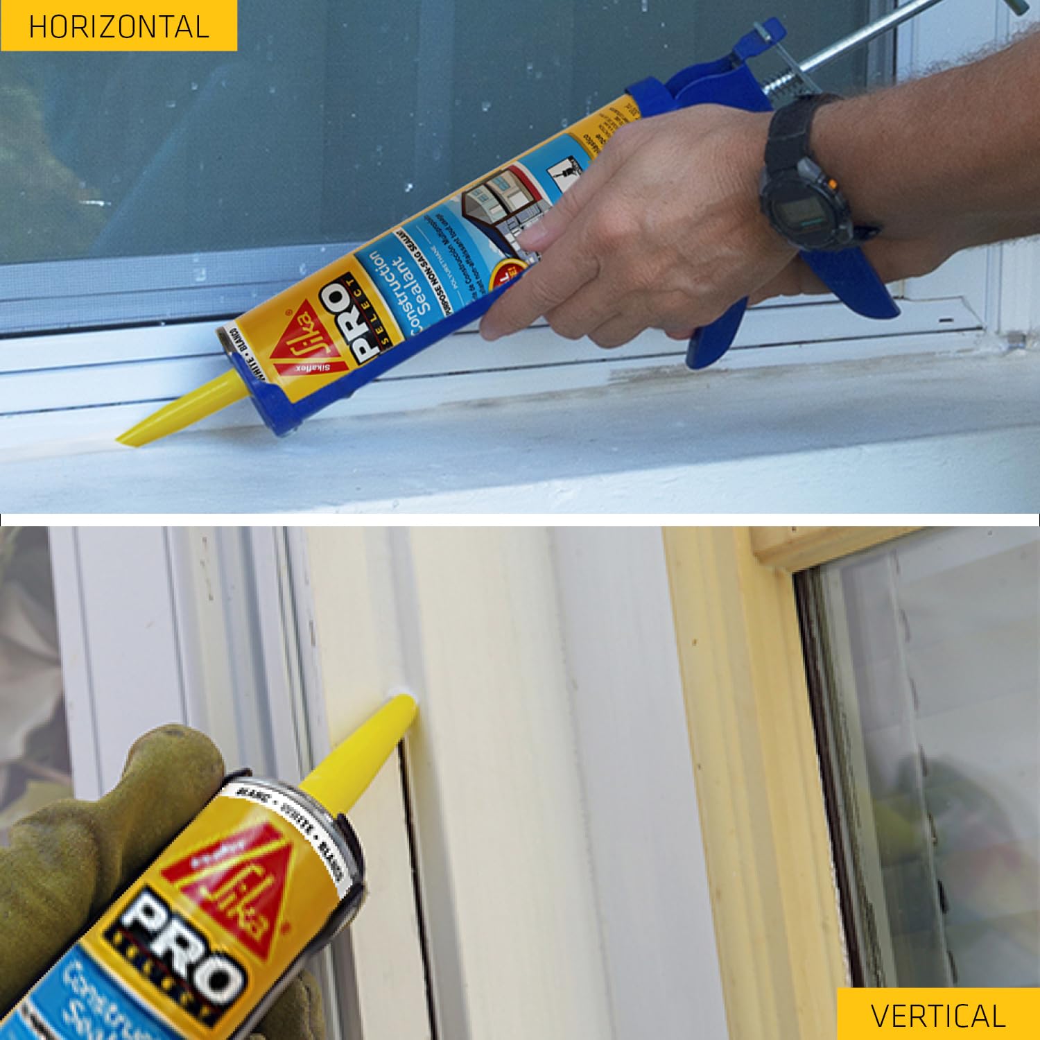 SIKA Sikaflex Construction Sealant - White, All-Purpose Polyurethane for Joints 1/2" or Smaller - 10.1 fl. oz - Weatherproof, High Elasticity, Paintable, Strong Adhesion