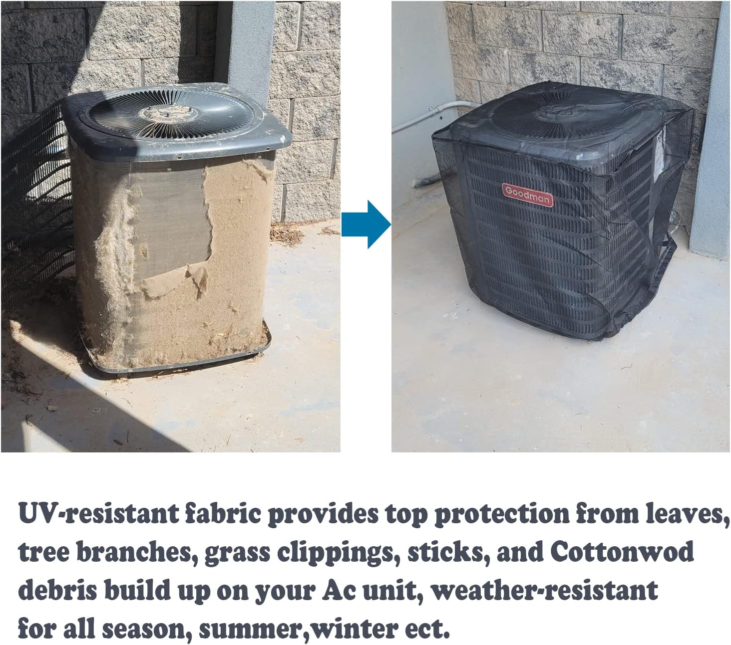 Full Mesh Air Conditioner Cover – AC Cover Designed to Protect Coils from Clogging - Leaves, Grass, dust and Debris - Outdoor Protection