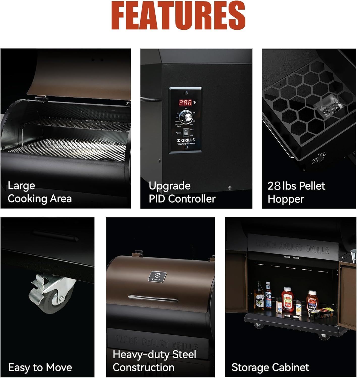 Z GRILLS Wood Pellet Smoker Grill, 8 in 1 BBQ Grill with Auto Temperature Control, 697 sq in Cooking Area for Backyard, Patio and Outdoor Cooking, 7002E, Sliver