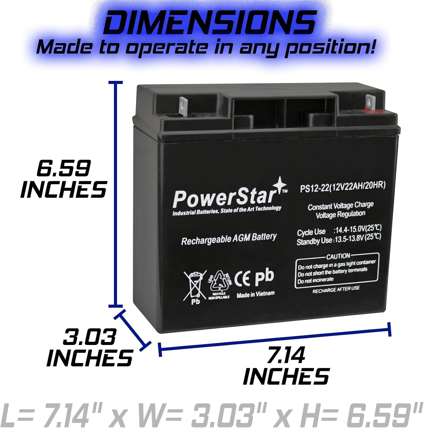 12V 22AH 6FM22 6-FM-22 AGM/SLA Rechargeable Deep Cycle Battery
