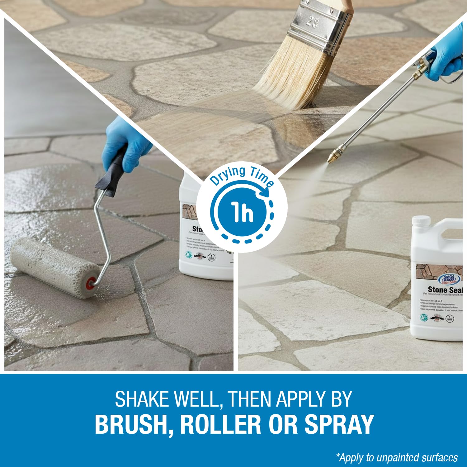 Rainguard Water Sealers Stone Sealer, Penetrating Protection Against Moisture Damage and Stains, for All Stone Surfaces, Silane/Siloxane Waterproofer, Natural Finish, Ready to Use, 5 Gallons | Silane Siloxane Waterproofer, Protects Against Moisture Damag…