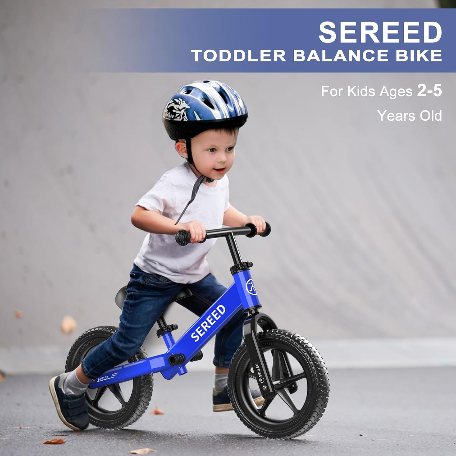 SEREED Toddler Balance Bike 2 Year Old, Gift for 2-3 Boys Girls, Adjustable | No Pedal Kids Toy Bike for 2-5 Years Old, Customize Plate with 3pcs Stickers (White)