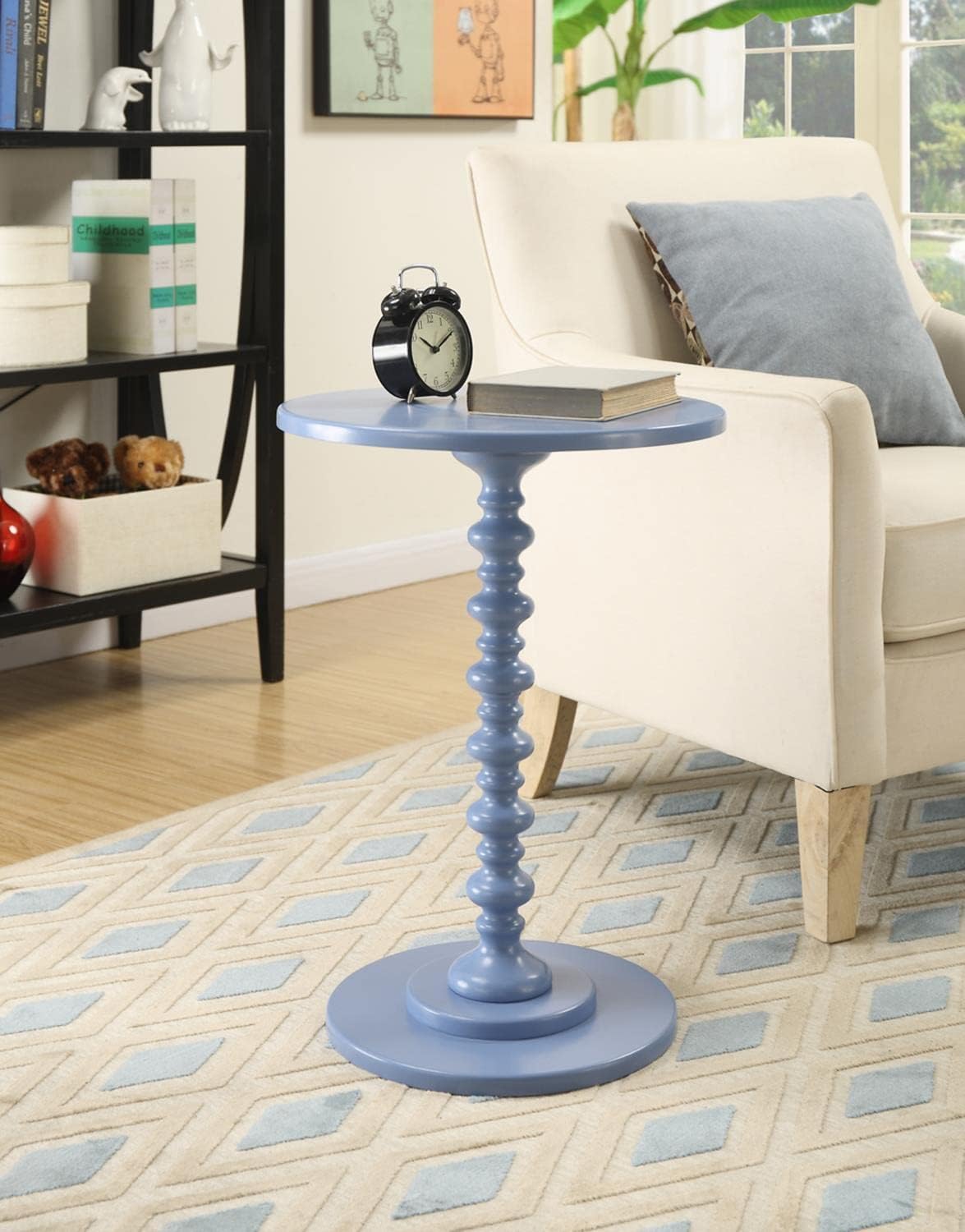 Convenience Concepts Palm Beach Spindle Table 17.75" - Traditional Round End Table for Living Room, Turned Solid Wood Side Table, Classic Display Pedestal Table, Espresso