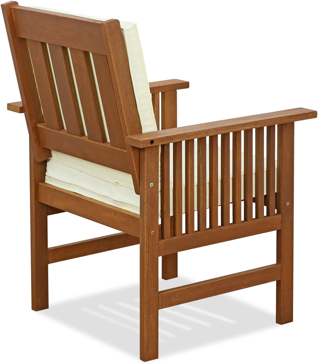 Furinno TIOMAN Patio Chair, Mediterranean Outdoor Lawn Chair, Armchair with Cushion, for Patio, Garden, Porch, Natural