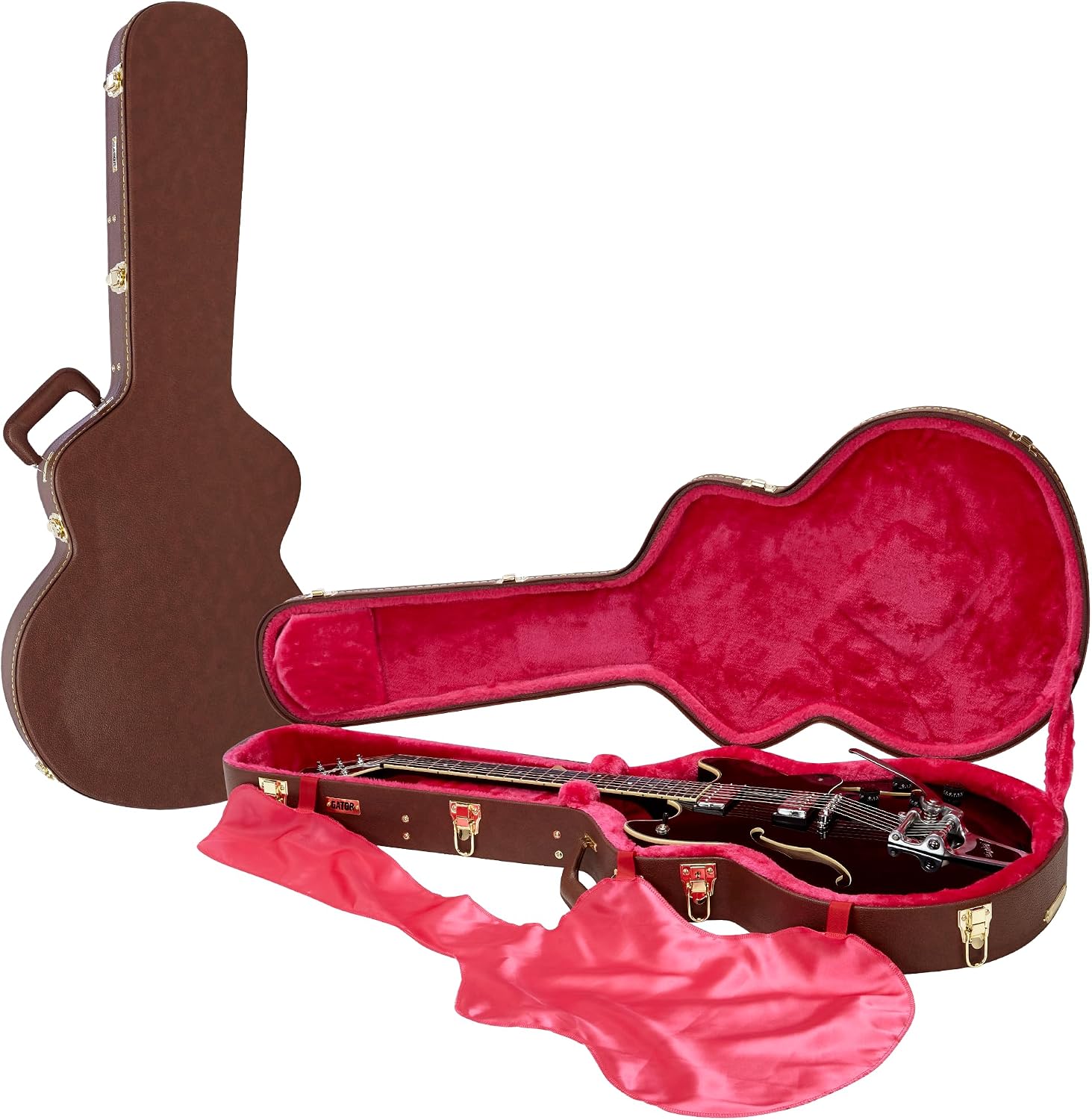 Gator Cases Deluxe Wood Case for SG Electric Guitars; Brown Exterior (GW-SG-BROWN)