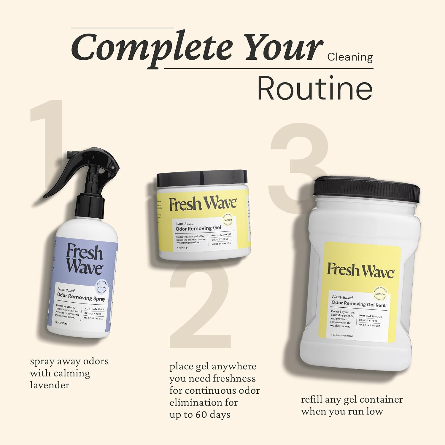 Fresh Wave Original Room and Fabric Air Freshener Spray, 2-Pk, 8 oz | Plant-based formula, Pet-safe and people-safe, Fabric and room deodorizer , For upholstery, carpets, shoes, and pet bedding