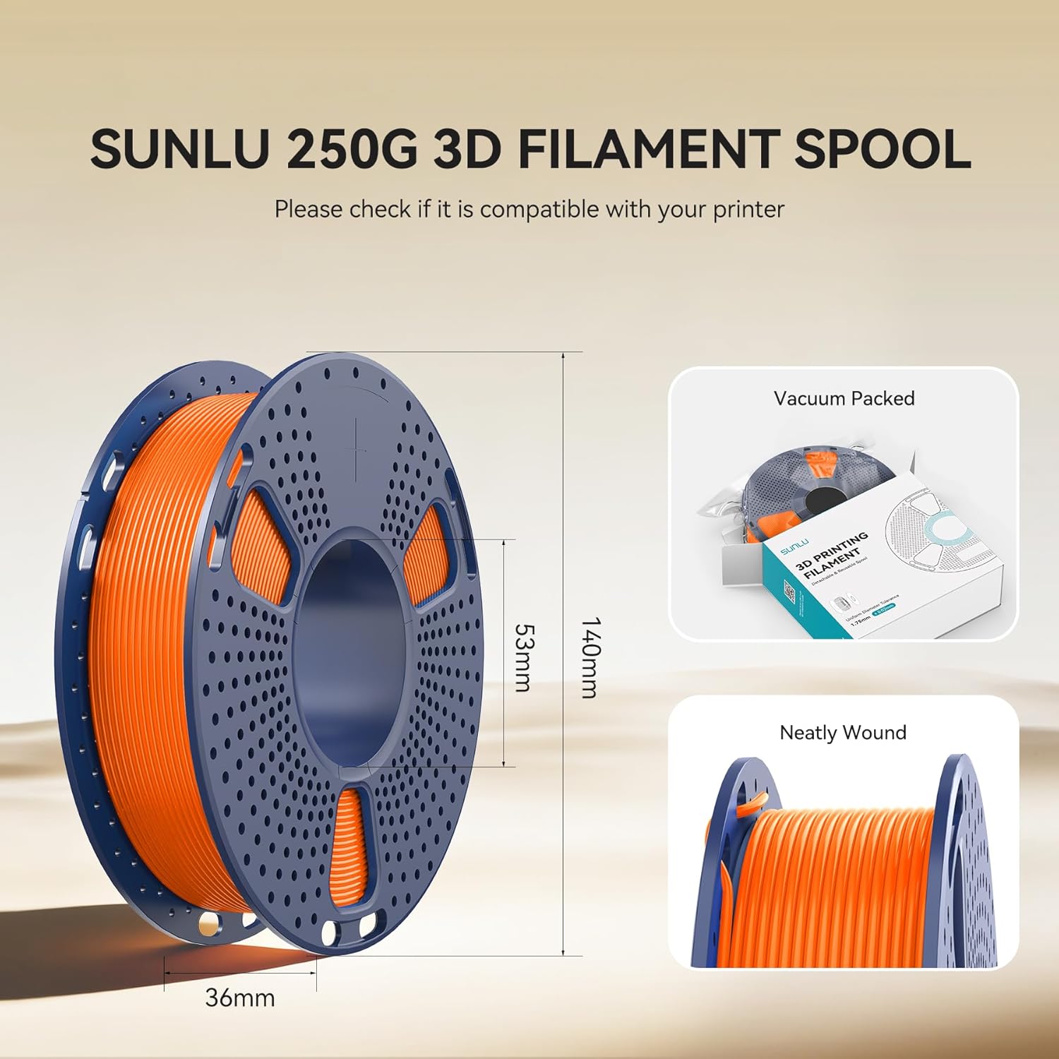 SUNLU PLA Plus Filament 1.75mm White 1KG