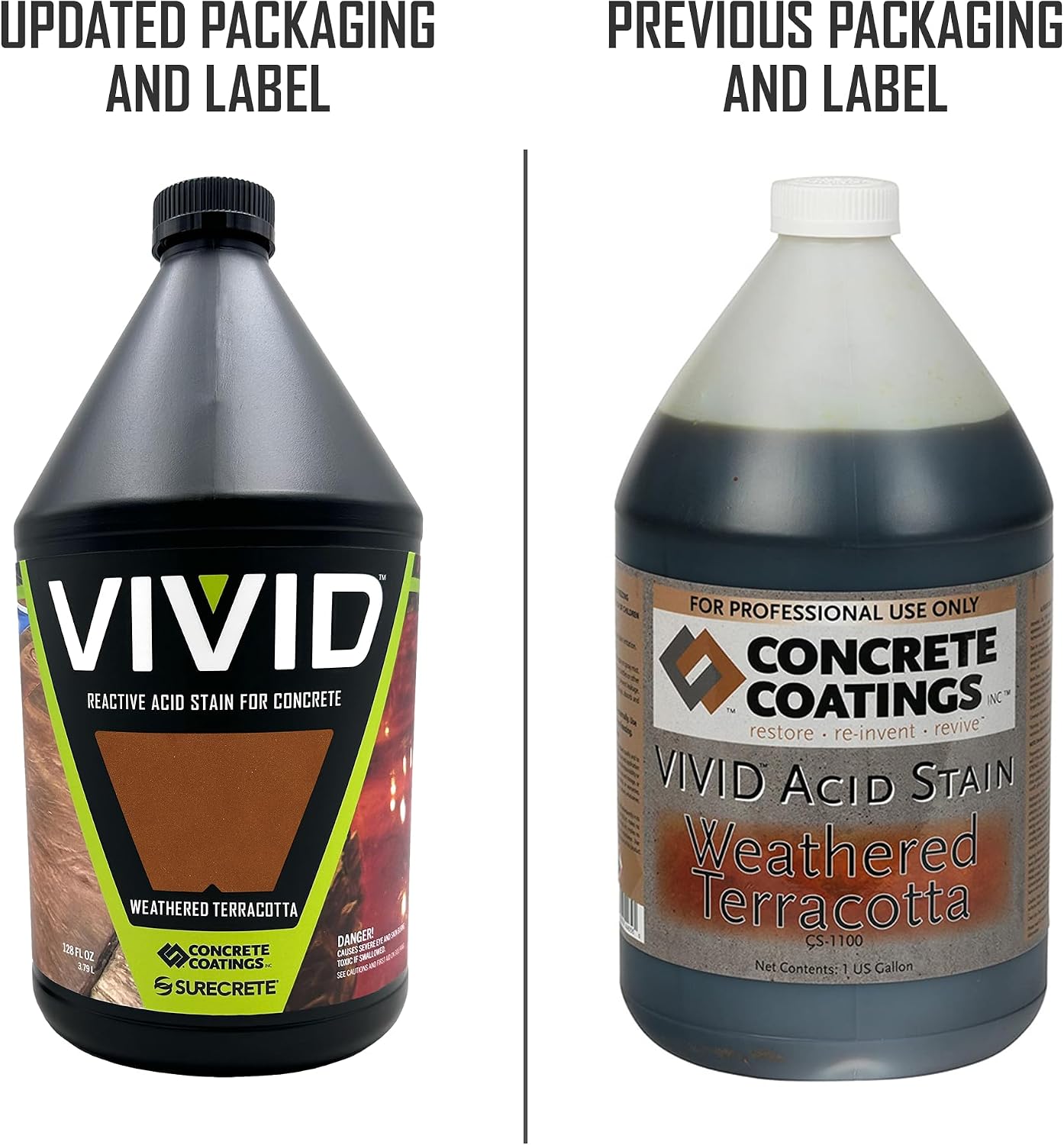 CC Concrete Coatings Vivid Acid Stain for Concrete | Weathered Terracotta | 4 oz Tester