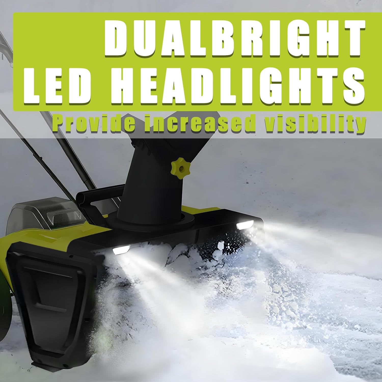 BANGBANGJI Snow Blower Cordless, 40V Snowblower Battery Powered 3500 W Brushless Motor, 20" Path, 25ft Max Throw, LED Lights for Driveway and Entryway