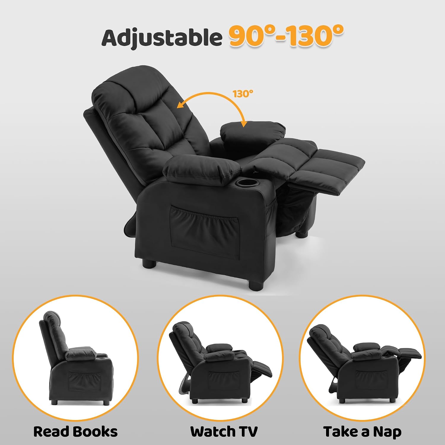 MCombo Big Kids Recliner for Ages 3+, Toddlers Recliner 7355 Velvet, Blue
