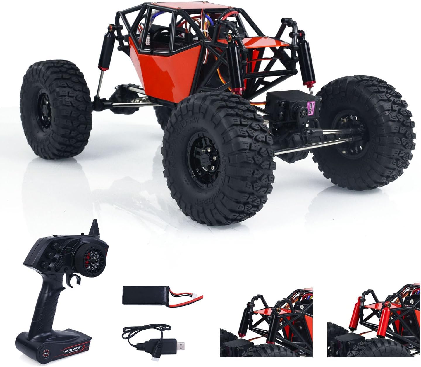 RTR RC 1/10 8504R Off-Road Car 4 * 4 Remote Control Rock Crawler Electric Truck Top Speed 35 km/h 15KG Servo Metal Shock Absorber 2500mAh Lipo Hobby