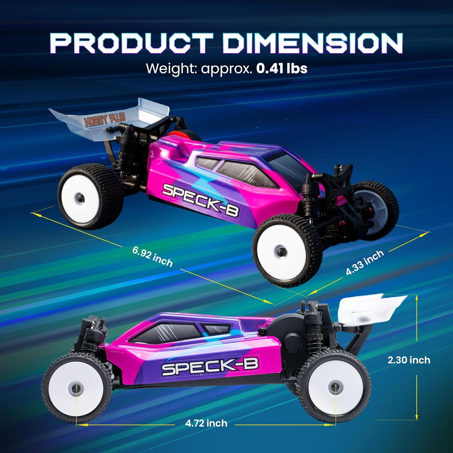 HOBBYPLUS Speck B Elite Brushless 1/24 2WD Mini RC Car - RTR RC Buggy, Fast Mini Racing Buggy – Remote Control Car Racing Vehicles (Razor Magenta)