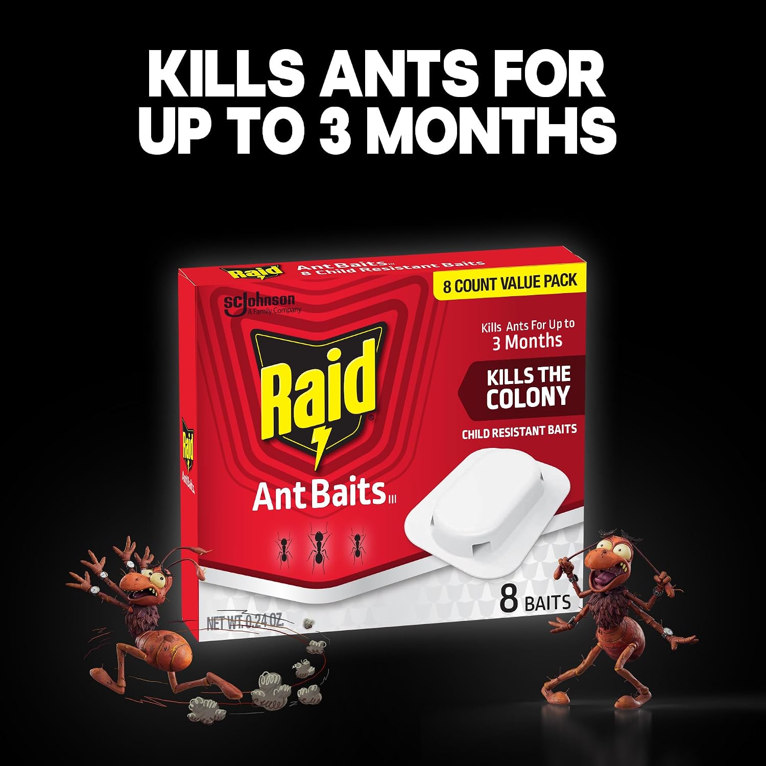 Raid Ant Killer Baits, Child Resistant Bug Killer for Indoor Home Use, 0.24 Oz, 8 Count