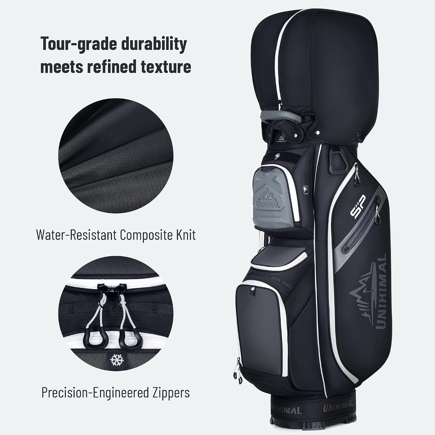 StablePoint Golf Cart Bag with 14-Way Full-Length Divider Top | S&T-Lock Golf Bag for Men with Magnetic Pocket, Cooler Pocket & Rain Cover