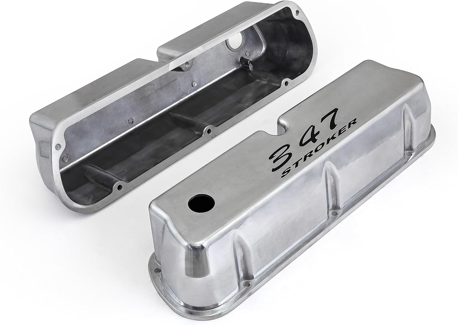 PCE314.1083.18 Compatible with Ford SB 289 302 351w Polished Aluminum 347 Stroker Black Letter Valve Covers