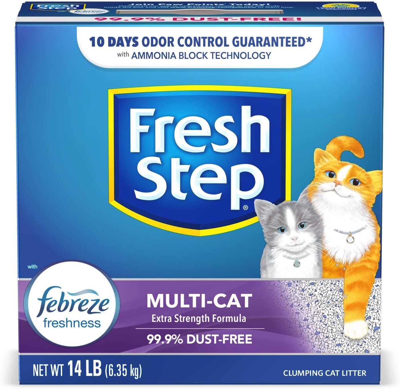Fresh Step Extreme Clump Multi Cat Clumping Cat Litter, 14 lb. | Forms Tight Clumps, Easy To Scoop, Scented, Ammonia Block Technology, Low Dust, Compatible with Most Auto Litter Boxes