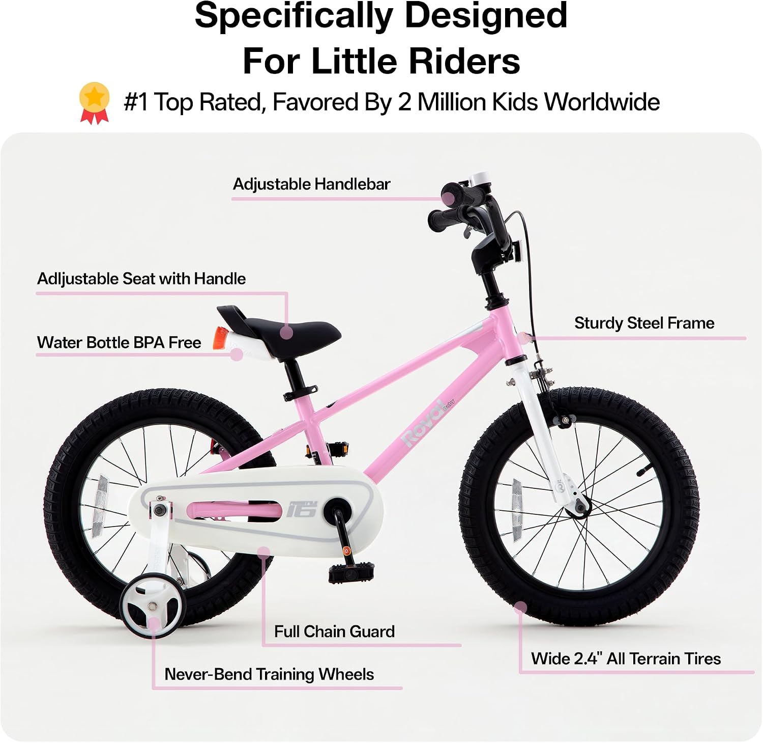 RoyalBaby Freestyle Kids Bike 12 14 16 Inch with Training Wheels, 18 Inch with Kickstand, Bicycle for Ages 3-10 Years Boys Girls