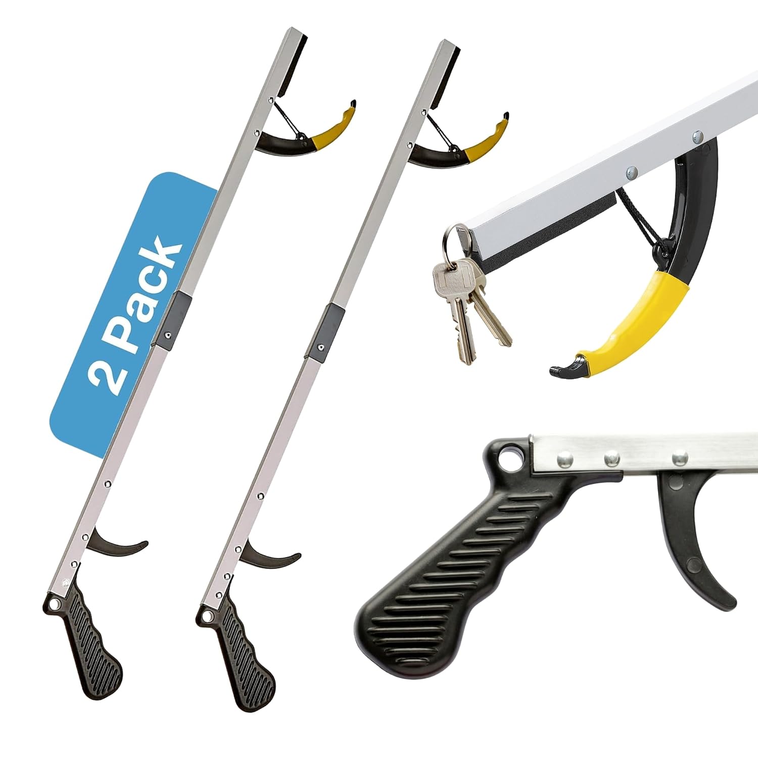 Sammons Preston Reacher, 32" Grabber Tool for Seniors, Magnetic Tip, Silver | Lightweight grabber reacher tool with magnetic tip, ergonomic grip and claw jaw, a reaching aid for seniors
