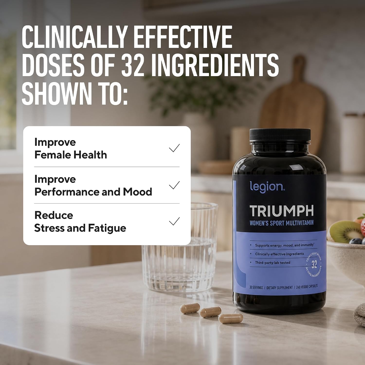 LEGION Triumph Men's Sport Vitamin - Complete Multivitamin for Men - Daily Vitamins for Men to Boost Health and Performance - Men's Multivitamin with 21 Vitamins & Minerals - 30 Servings