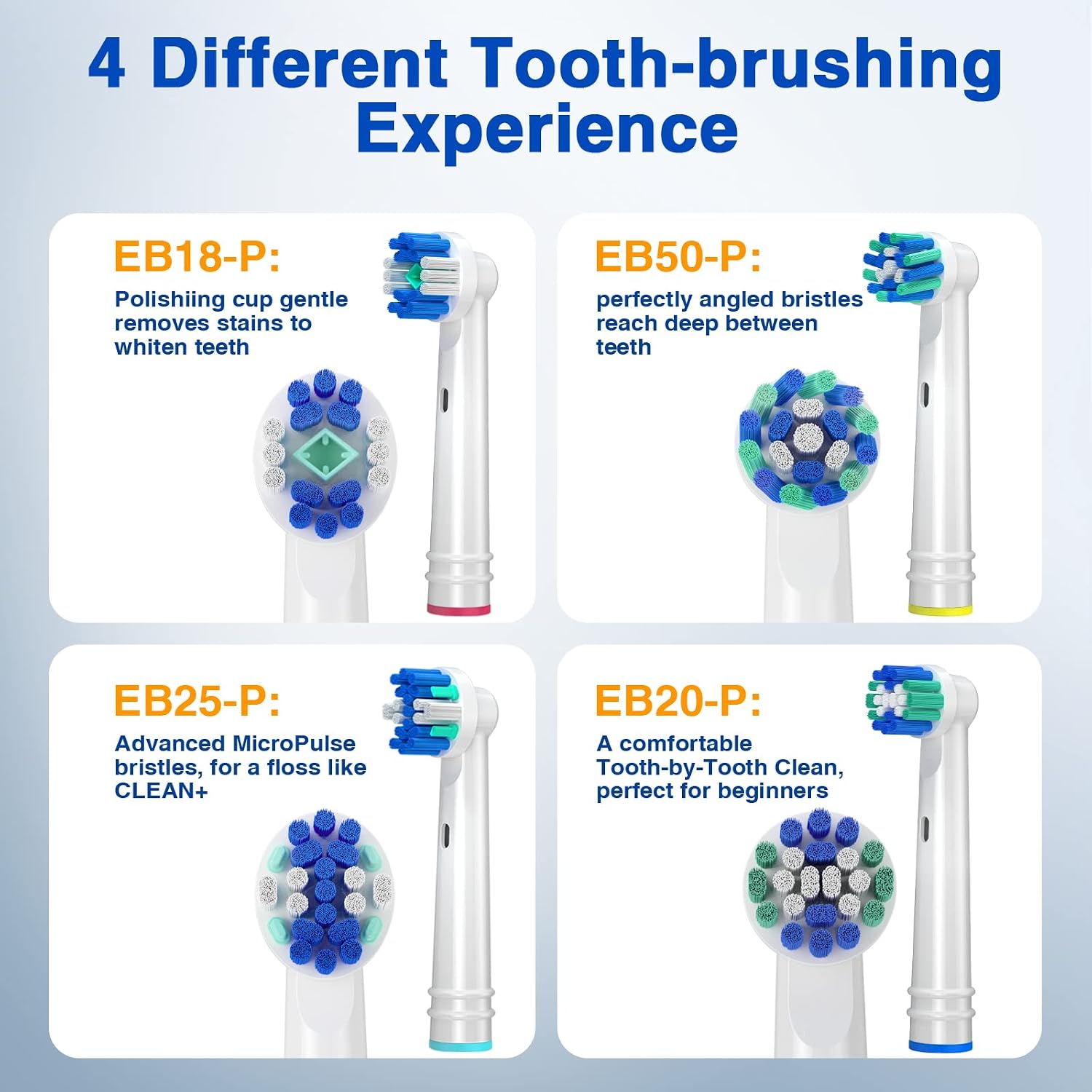 Replacement Brush Heads for Oral B, 16 Pcs Toothbrush Replacement Heads Compatible with Oral B Pro1000 Pro3000 Pro5000 Pro7000, Includes 4 Floss