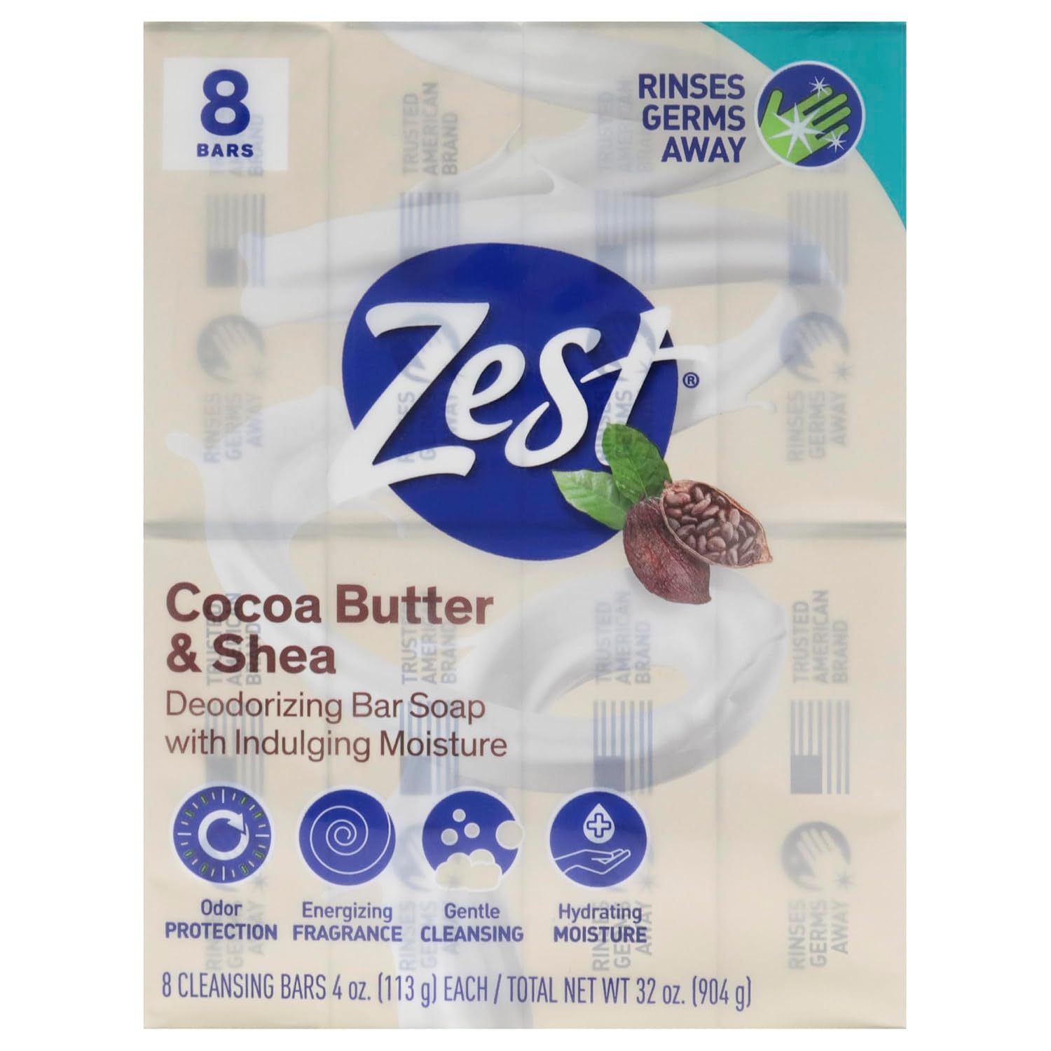 Zest Bar Soap - 8 Bars - Enriched With Cocoa Butter And Shea for Ultra Moisturizing Cleansing - Leaves Your Body Feeling Silky Smooth And Deeply Moisturized | Enriched With Cocoa Butter And Shea, Ultra Moisturizing Cleansing, Leaves Your Body Feeling Sil…