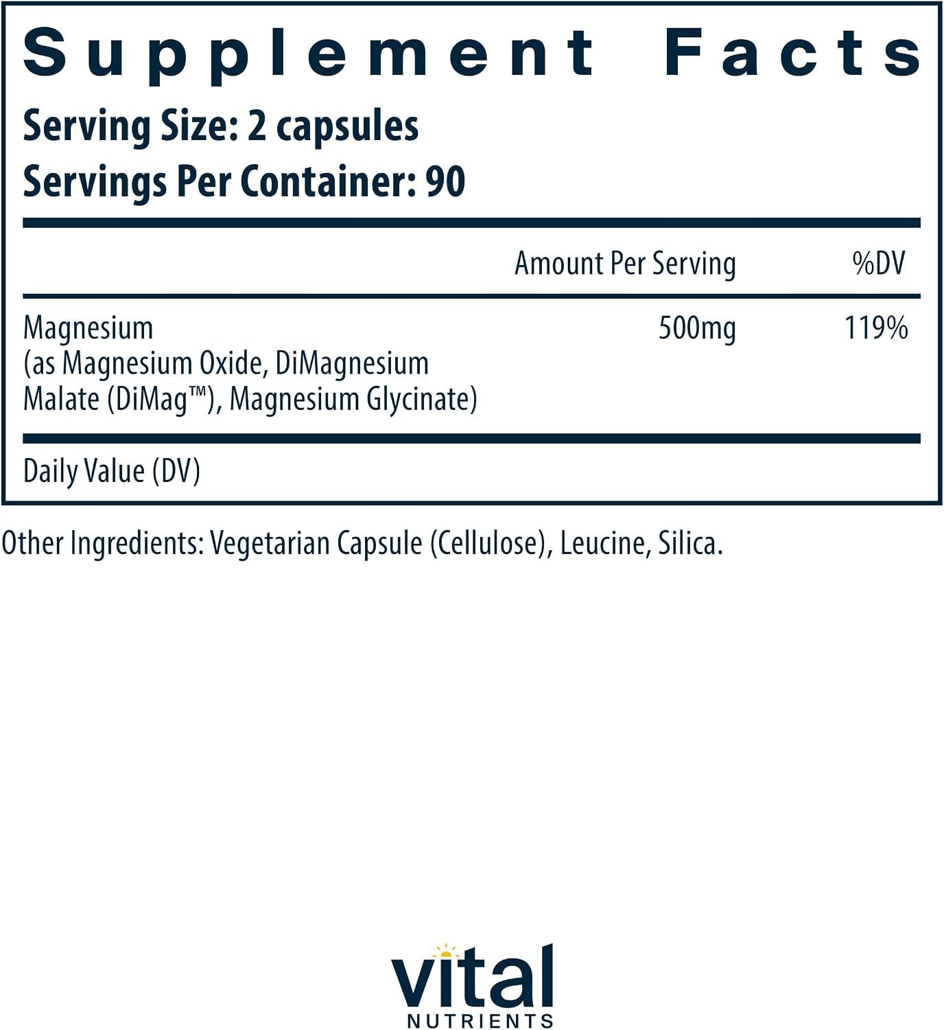 Vital Nutrients Triple Magnesium Complex Supplement | Vegan Magnesium Glycinate, Malate & Oxide 250mg | Easily Absorbed Magnesium Supplement for Stress, Muscle, Heart, Bone Support | 90 Capsules