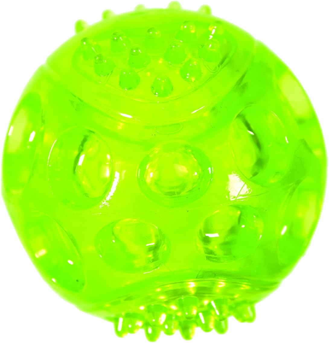 Chase 'n Chomp Durable TRP LED Light Up Fetch Ball Dog Toy, 2.5"