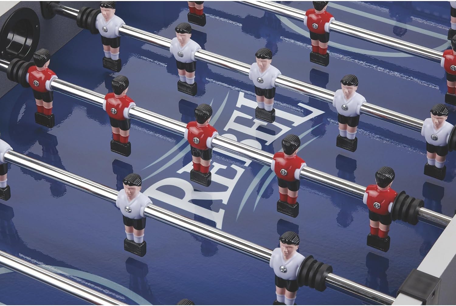 Fat Cat Rebel 4.5 Foot Foosball Table, Soccer Table Game with Quick Snap Rods, Blue Playing Field, Abacus Scoring, Includes 4 Foosball Balls